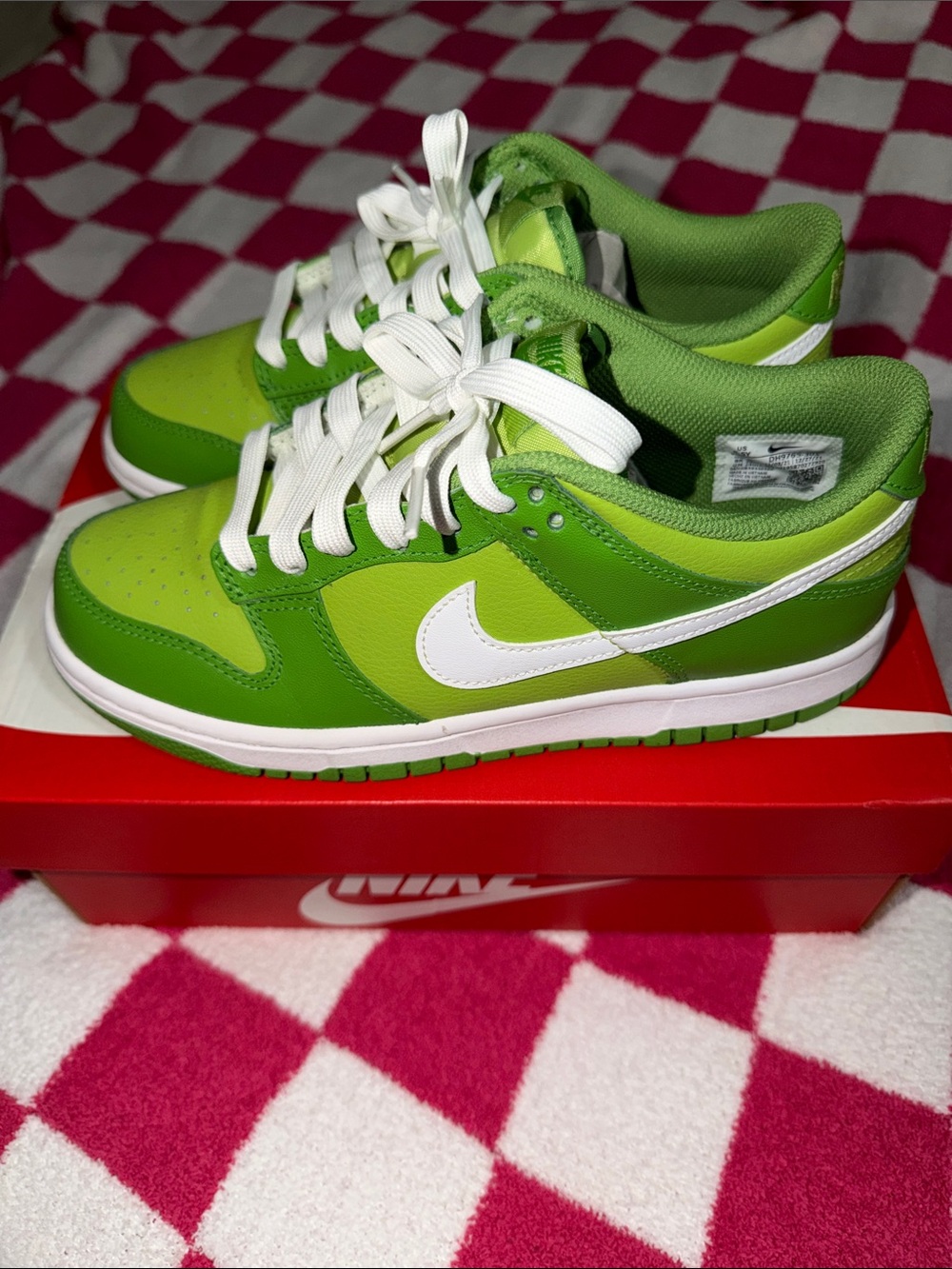 Worn Once Youth Nike Dunks Green & White 5.5Y